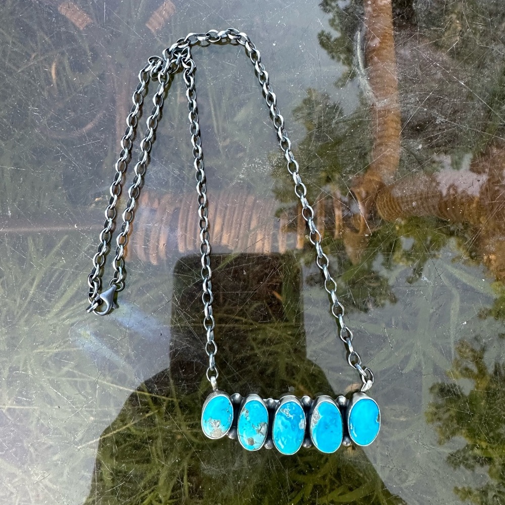 Native Made Kingman Turquoise Bar Necklace
